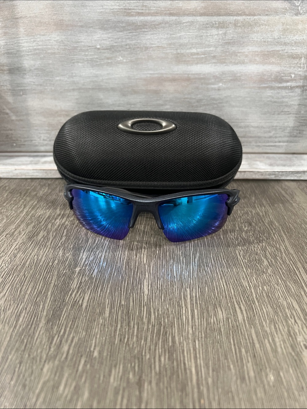 Oakley Men’s Sunglasses - Black Frame with Blue Mirrored Lenses